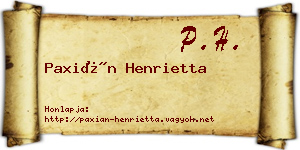 Paxián Henrietta névjegykártya