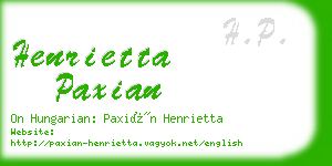 henrietta paxian business card